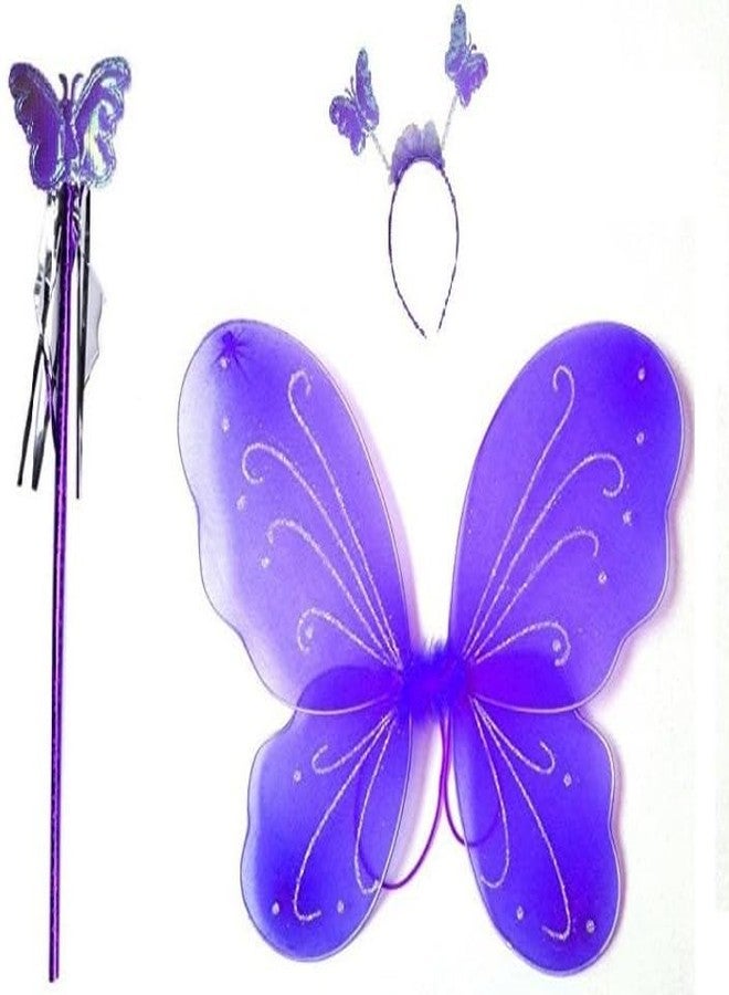 رويالز زي أجنحة فراشة جنية أرجوانية من رويالز للفتيات الصغيرات باللون الأرجواني - زي تنكري على شكل ملاك وجنية لحفلات أعياد الميلاد، زي تنكري للأطفال، هدية لحفلات الفتيات، إكسسوار سحري للعب التخيلي - Image 1